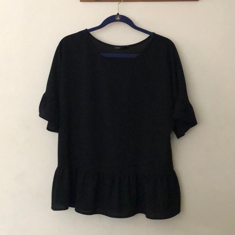 Gibson Sheer Black Peplum Top